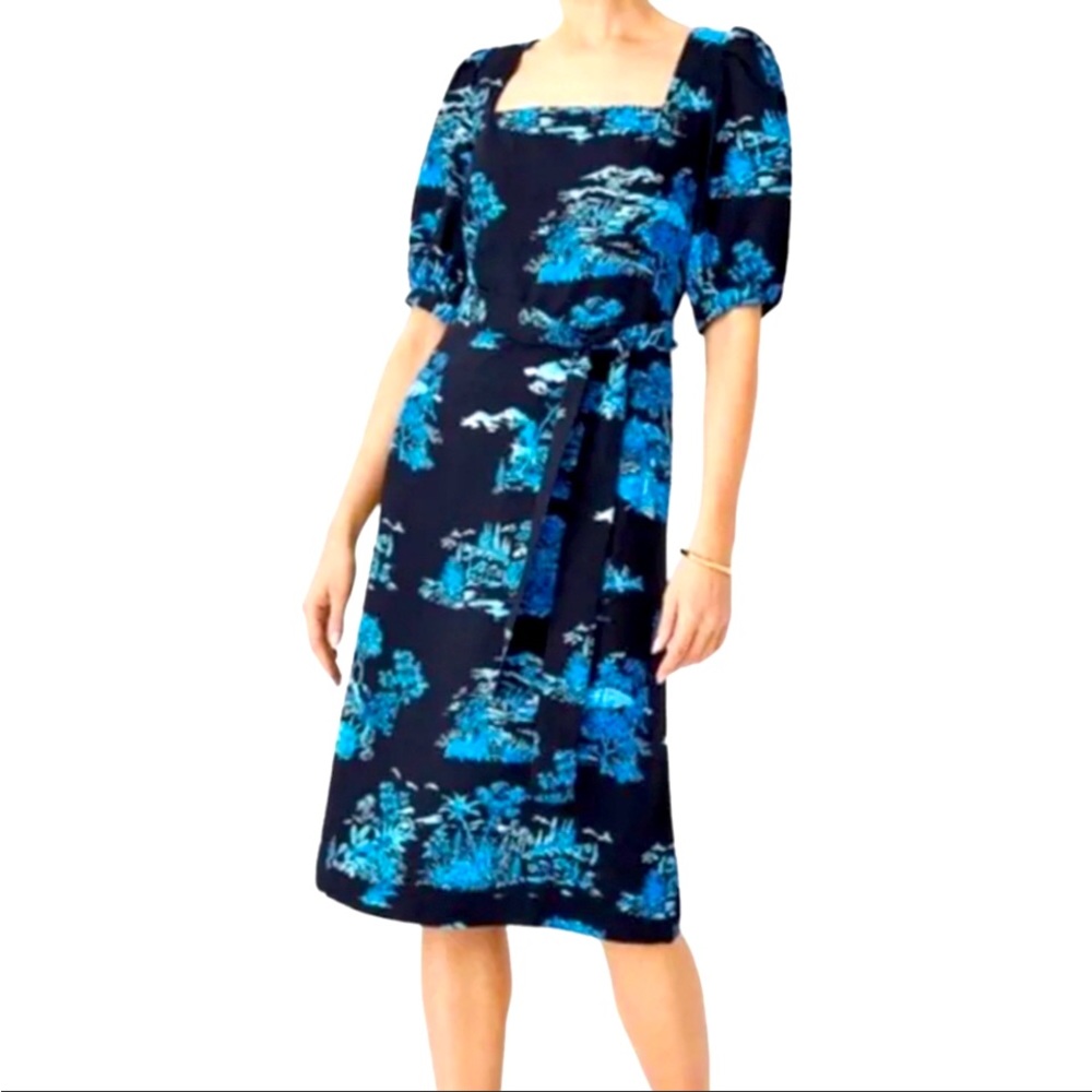 Ann Taylor Black and Blue Toile Dress